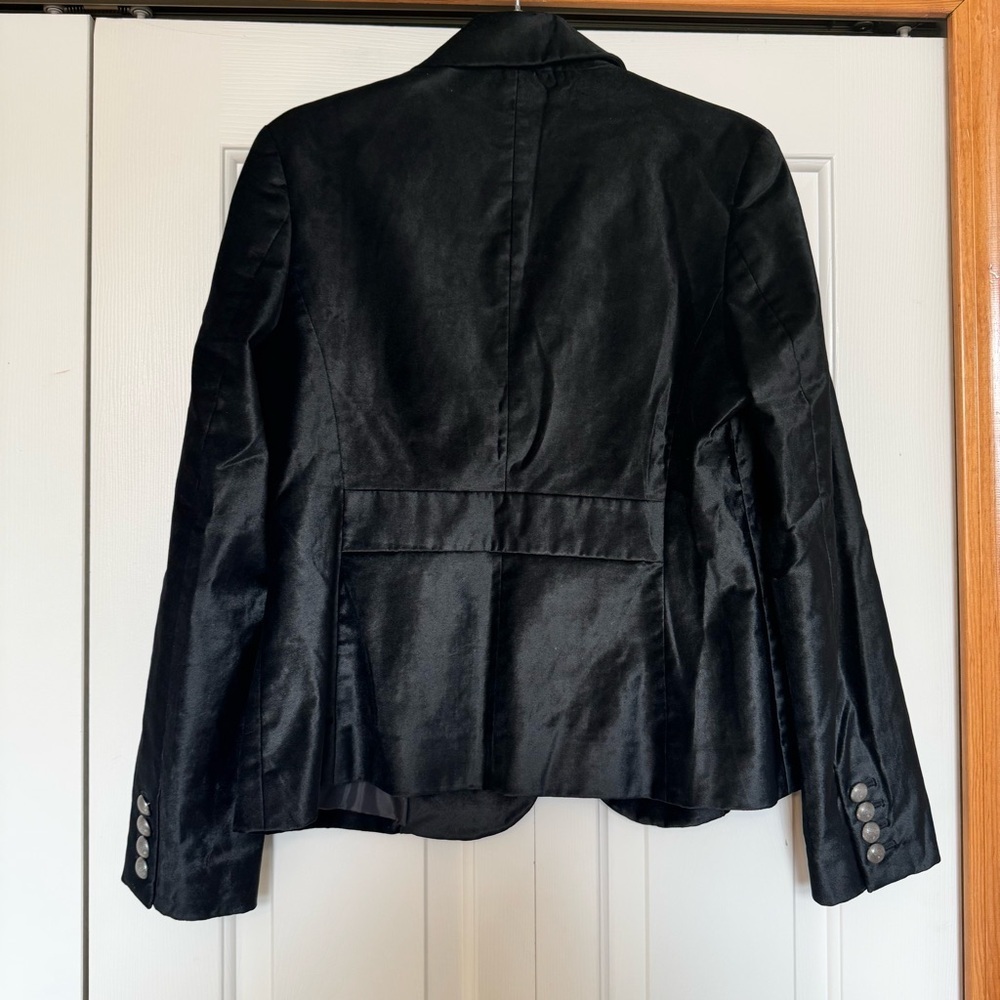 London Jean Womens Size 12 Black Velvet Two Button Night Out Blazer - Picture 3 of 6